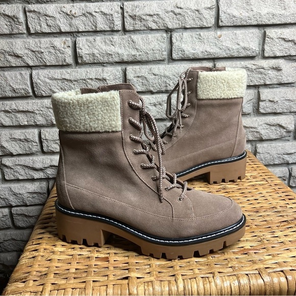 Violet & Red Shoes - Violet & Red Alexa Suede Lace Up Bootie Brown